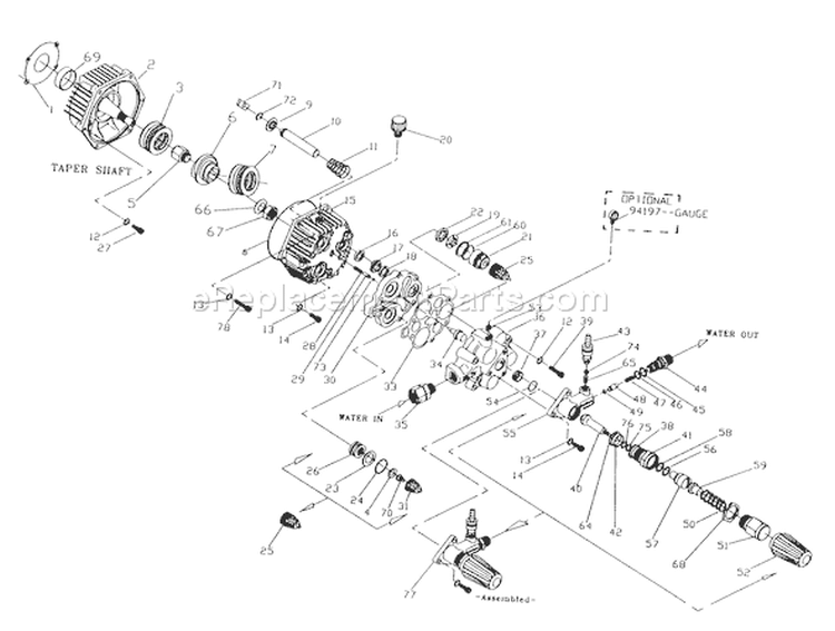 Page D Diagram and Parts List for 0503-1  Briggs and Stratton Pressure Washer